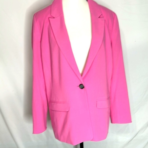 Halogen | Bubblegum Hot Pink Blazer Single Button - Picture 2 of 4